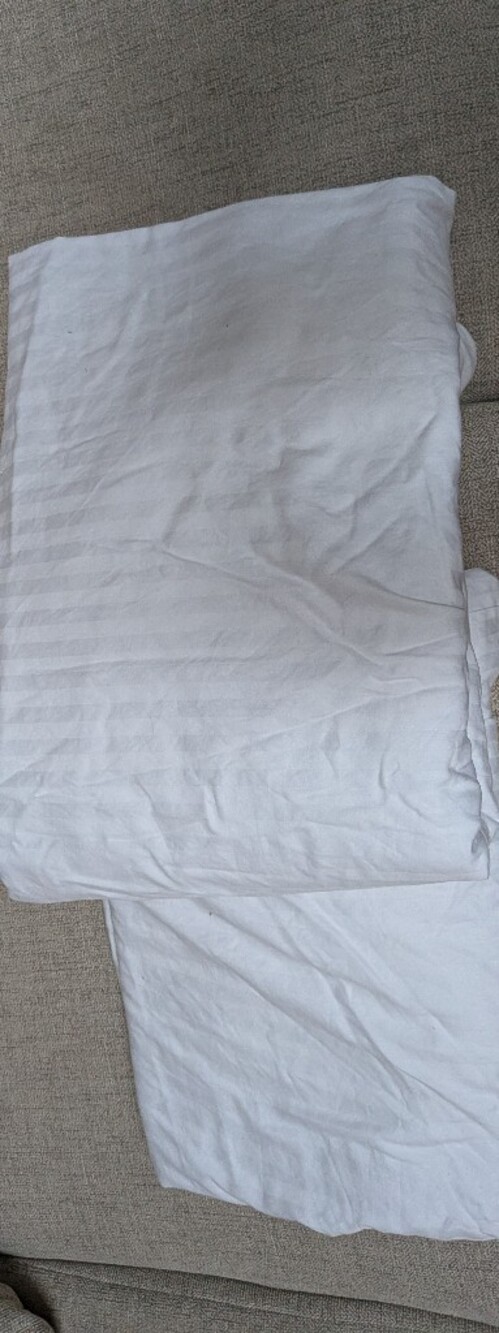 California Design Den Luxury Twin XL Duvet Cover, Striped White Soft 400 Thread